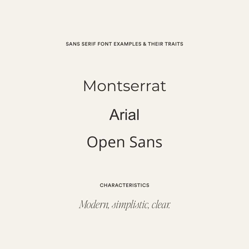 Sans Serif Font Examples and their personality traits