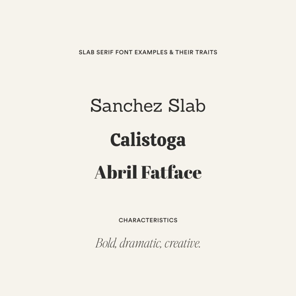 Slab Serif Font Examples and their personality traits